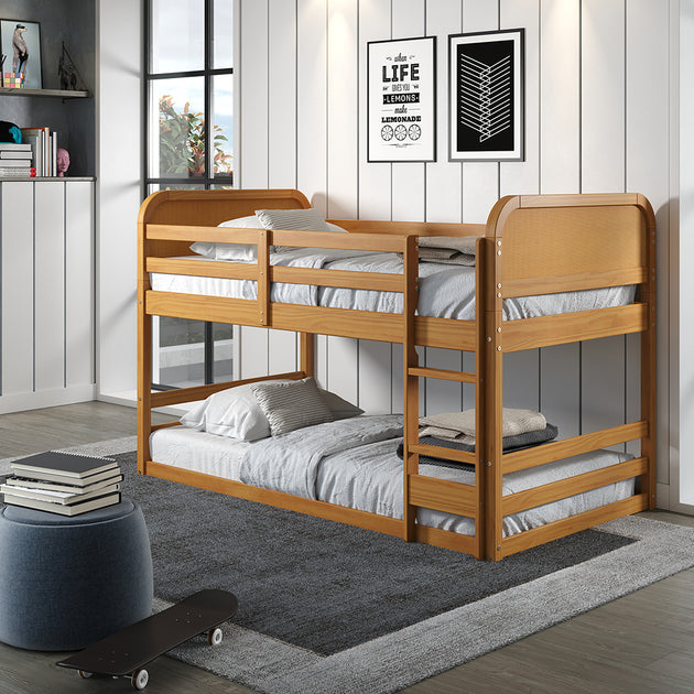 Pkolino Curva Rattan Twin Bunk Bed- FSC Certified Solid Pine Wood - Natural, PKFFCUVBB