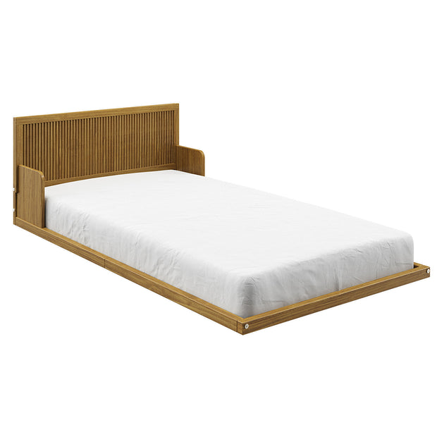 P'kolino Reeded Wood Floor Twin Bed - Natural Oak - PKFFREEFB - Montessori inspired premium solid wood bed with reeded wood accents.