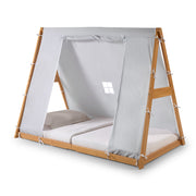 P'kolino Kid's Tent Twin Floor Bed  - Montessori inspired –  Grey Tent with Natural Frame