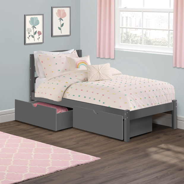 Pkolino Twin Bed With Storage Drawers Grey