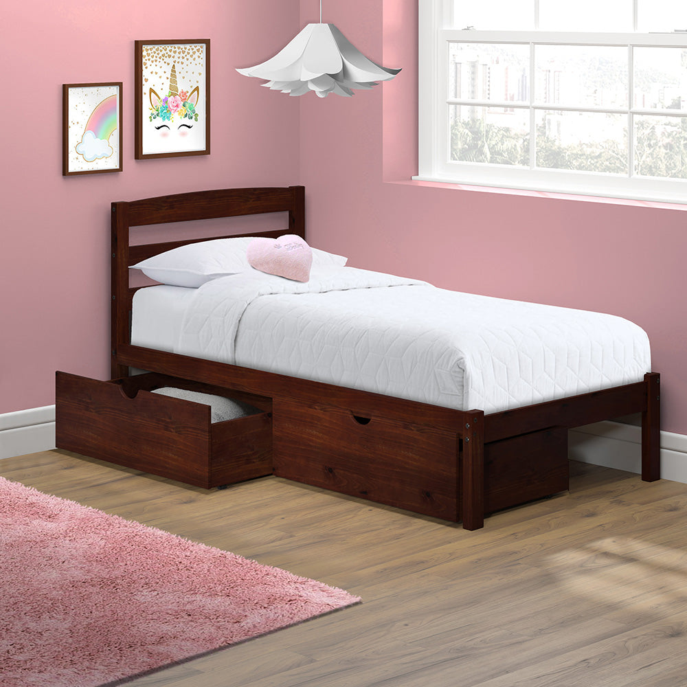 Twin Bed with Storage Drawers Cherry P kolino
